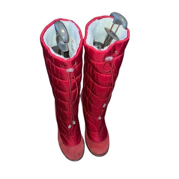 Real Comfort Vintage Red Puff and Suede Boots Size 8 M - Picture 1 of 7